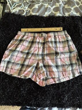 Victoria Secret Plaid Cotton Boxer Shorts - Pink & Black